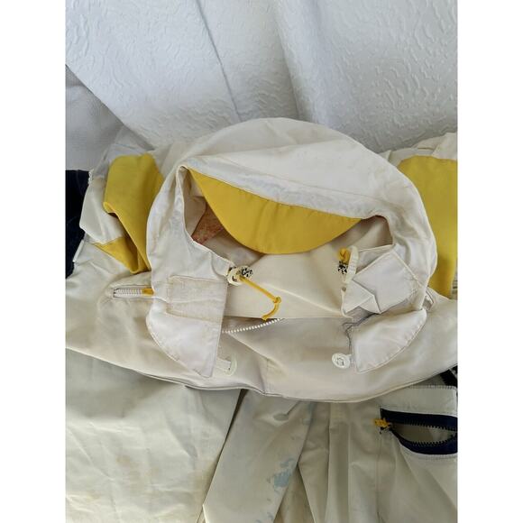 Vintage Mens Medium Sailing Boating Coat 80s Blue White HEAVY Lined England - Picture 13 of 15